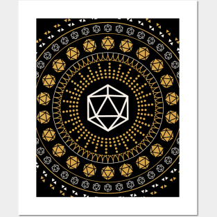 Geometric D20 Dice Pattern Tabletop RPG Posters and Art